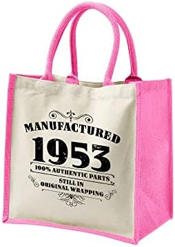 70 éves Táska Ajándék Nőknek - Újrahasznosítható Pamut, Juta Váll táska Bevásárló - Gyártott 1953 FUKSZIA-S