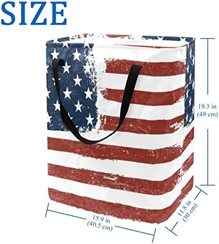 Grunge Amerikai Zászló Nyomtatás Összecsukható Szennyesben, 60L Vízálló Szennyes Kosarat Mosás Bin Ruhák, Játékok Tárolására