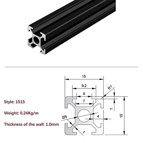Mssoomm 10 Pack 1515 Alumínium Extrudált Profil, Hossz 90.55 inch / 2300mm Fekete, 15 x 15 mm 15 Sorozat T Típusú, T-Slot