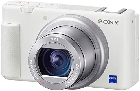 Sony ZV-1 Kompakt 4K HD Digitális Fényképezőgép, Fehér Köteg Felvételi Markolat/Állvány, 64 GB UHS-II SD Kártya, válltáska,