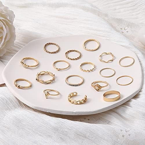 A nők Eljegyzési Gyűrűk 17Pcs Bohém Megfelelő Gyűrűk, Nők, Lányok, Kristály Együttes Csomót Gyűrű Fél Fesvital Ajándékok,