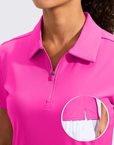 Viodia Női Golf Póló Rövid Ujjú Zip Gyorsan Száraz Szakaszon Tenisz Galléros Pólók Női Golf Ruhák