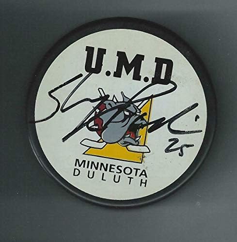 Shjon Podein Aláírt Minnesota-Duluth Bulldogs Szuvenír Korong Colorado Avalanche - Dedikált NHL Korong