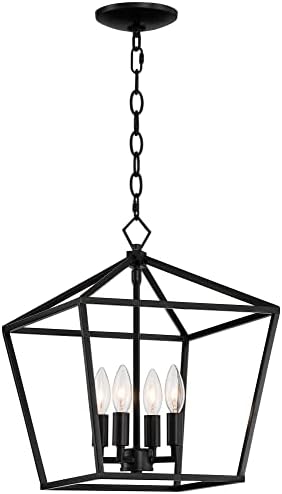 Franklin Vas Működik Queluz Fekete Medál, Csillár, Világítás, 13 Széles, Modern, Geometrikus Nyitott Ketrec Árnyékban 4-Light