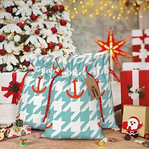 Zsinór Karácsonyi Ajándék Táskák Horgony-Houndstooth Minta-Kék-Kockás Ajándék Csomagolás Zsák Karácsonyi Ajándék Csomagolás