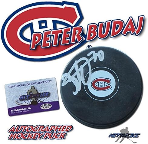 PETER BUDAJ Aláírt MONTREAL CANADIENS Korong w/COA ÚJ 1 - Dedikált NHL Korong