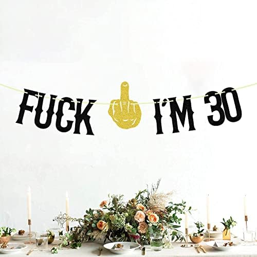 30 Éves vagyok Banner, 30 éves Sármány Parti Dekoráció, Köszi, hogy 30 Éve ,Vicces Harminc Éves Születésnapi Party Dekoráció