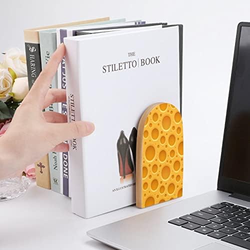 Sárga Sajt Fa Könyvtámasz Modern Dekoratív Könyvespolc Trendi Design Könyv Dugóval Home Office Készlet 2
