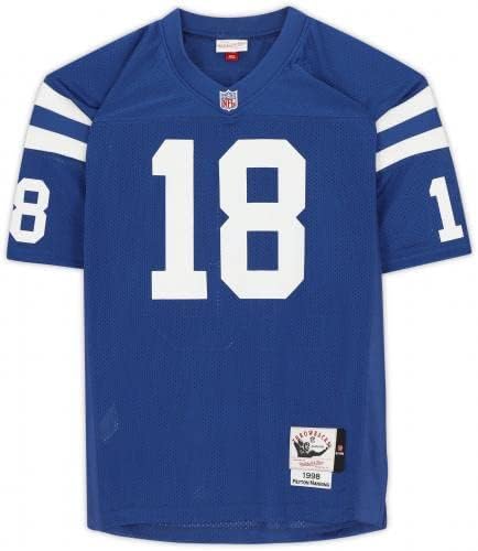 Peyton Manning az Indianapolis Colts Dedikált Kék Mitchell & Ness Hiteles Jersey a HOF 21 Felirat, - Dedikált NFL Mezeket