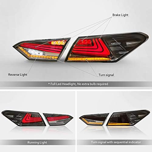 MOSTPLUS LED-es hátsó Lámpák Kompatibilis 2018 2019 2020-as Toyota Camry Hátsó Lámpa Szerelvény w/Start-Up Animáció Szekvenciális