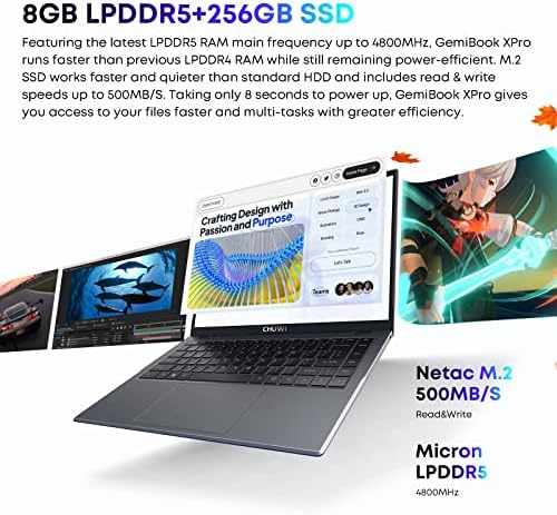 CHUWI GemiBook XPro 14.1 Laptop, Számítógép, Windows 11 Laptop 12 Generációs Intel Éger-Tó N100 (Akár 3,4 GHz), 8GB RAM,