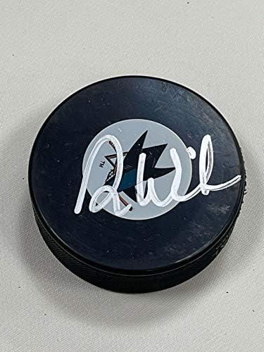 Ron Wilson Aláírt San Jose Sharks/Csapat USA Vintage Puck - w/COA - Dedikált NHL Korong