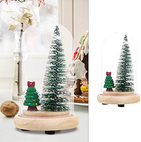 NUOBESTY Kivilágított karácsonyfa Üveg Cloche Fény Karácsonyi Üveg Búra Karácsonyi Asztali karácsonyfa, egy Bázis Ragyogás