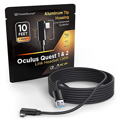 PowerSource 10ft Hosszú Oculus Quest 1 & 2 Link Kábel Nagy Sebességű Adatátvitel & Töltő, USB 3.2 Gen 1 Játék Laptopok &