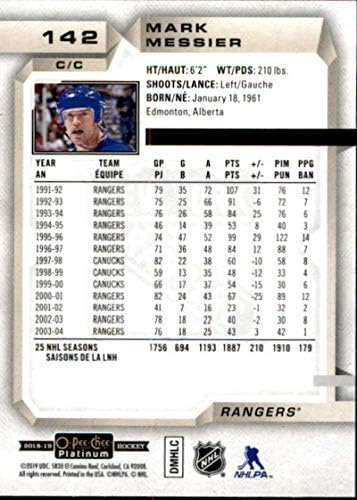 2018-19 O-Pee-Chee Platinum 142 Mark Messier New York Rangers NHL Jégkorong Trading Card