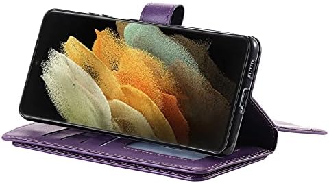 Telefon Flip takaró Kompatibilis a Samsung Galaxy S21 Ultra Tárca védőtok,PU Bőr Mágneses Csat Védő Héj, TPU, rázkódásálló