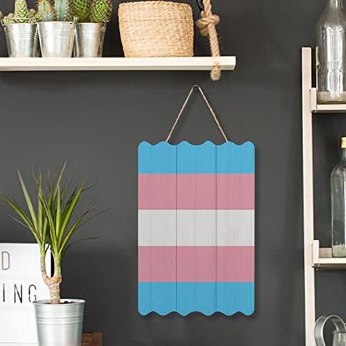 Transznemű LMBT Zászló Alá Dekoráció Nyomtatás, Fából készült Emléktábla Hullámos Plakátok Falra Jel, Kép, Grafika, Otthoni