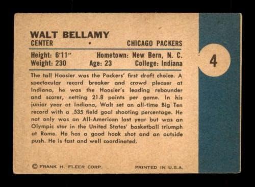 4 Walt Bellamy RC HOF - 1961 Fleer Kosárlabda Kártyák (Csillag) Osztályozott VG - Aláíratlan Kosárlabda Kártyák