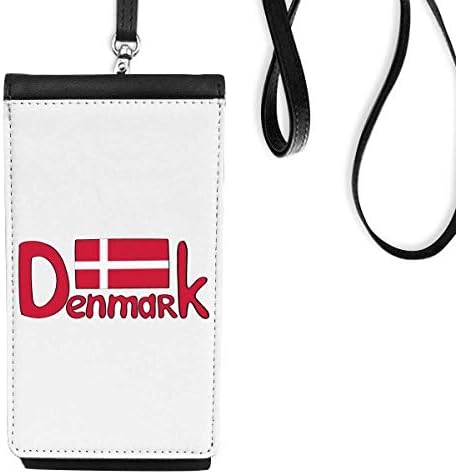 Demark Nemzeti Zászló Piros Minta Phone Wallet Pénztárca Lóg Mobil Tok Fekete Zseb