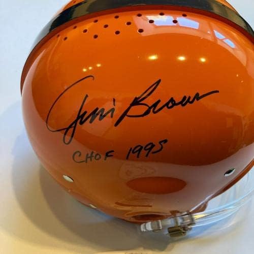 Jim Brown Egyetemen Hall Of Fame 1995-Ben Aláírt Syracuse Társaihoz Teljes Sisak SZÖVETSÉG - Dedikált NFL Sisak
