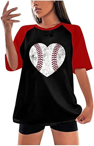 Baseball Ingek Női Baseball Grafikus Póló, Rövid Ujjú Legénység Nyak Raglan Szív Graphic Tee Maximum
