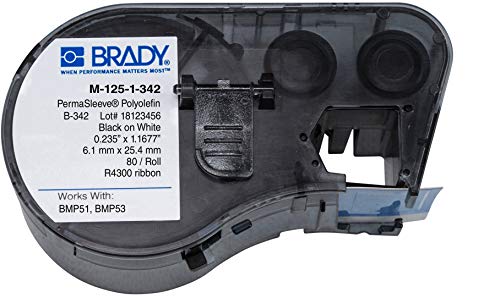 Brady M-125-1-342 Poliolefin B-342 Fekete, Fehér feliratozógép Patron, 15/64 Szélesség x 1-1/64 Magasságát, A BMP51/BMP53
