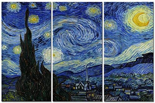 tudom, FOTO Nagy, 3 Panel Vászon Festmény Wall Art Csillagos Éjszaka, Van Gogh Híres Olaj Festmény Reprodukció Modern Giclee
