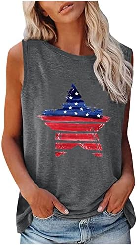 Női Ujjatlan Póló Hazafias Amerikai USA Zászló Tank Felső Női Vintage július 4 Póló Ujjatlan USA Graphic Tee