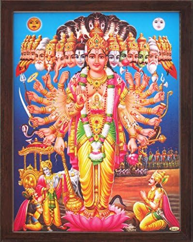 Kézműves Bolt Krishna Mutatja A Vishnu Roopa, hogy Arjuna a Mahabharat harctéren, Vallási & Elegáns Poszter Keret Keret,