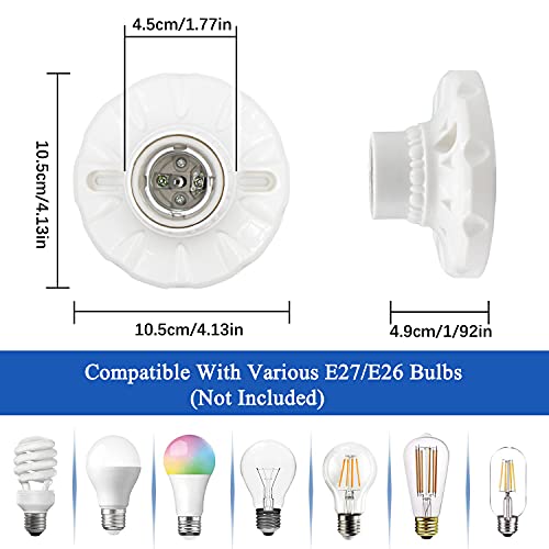 E27 Lámpa Csavar Bázis,8DB Kerámia Lámpa Foglalat,LED, Műanyag Mennyezeti Lámpa Foglalat Adapter, E27 Porcelán Lampholder,