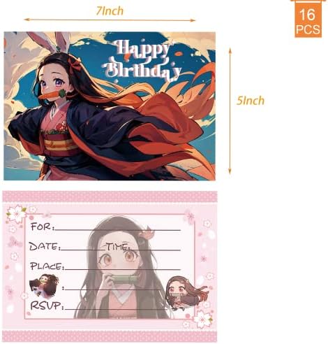 SOPGUP 16 Db Nezko Meghívókat a Borítékok Japán Anime Témájú Meghívók Gyerekeknek, Születésnapi Party Kellékek 5×7Inches