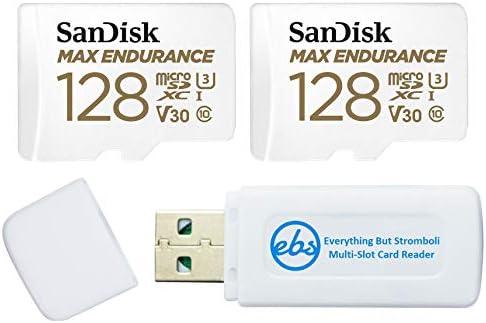 SanDisk MAX Kitartás 128 GB MicroSD Kártya (2db) Otthoni Biztonsági Kamerák & Dash Kamerák (SDSQQVR-128G-GN6IA) Adapterrel,