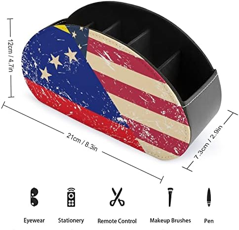 USA, Venezuela Retro Zászló Bőr Távirányító tartó, 5 Rekeszes Irodai Tároló Doboz, Asztalon Tálca
