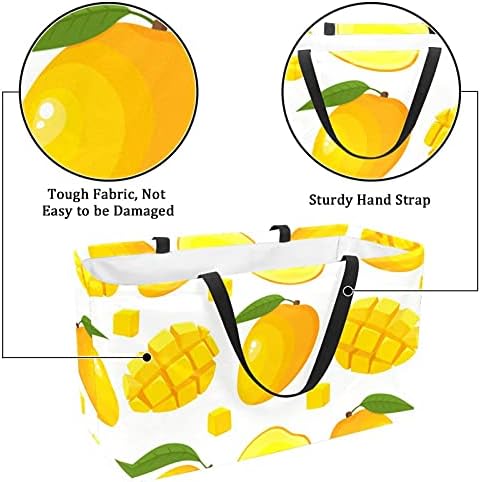 Mangó Gyümölcs Nyáron Sárga Újrafelhasználható Élelmiszerbolt Táska Összecsukható Utility Táska Összecsukható Kosárba Kosárban