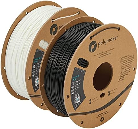 Polymaker PLA Végtelen Csomag, PLA 3D-s Nyomtató Végtelen 1.75 mm - PolyLite PLA Végtelen 1.75 PLA Köteg 2, 2 Színben, Fekete/Fehér