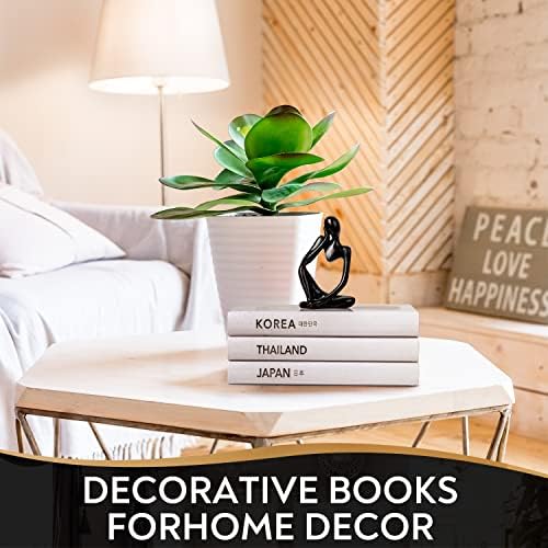 Dekoráció Könyveket dohányzóasztal | Könyv Dekorációk, Nappali 3 Keménytáblás Könyvek Fekete Szobor Ál-Könyv | Könyv Decorativos