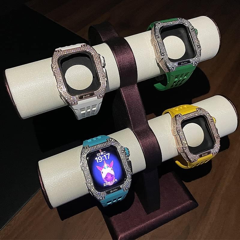 KANUZ Mod készlet Apple Nézni Sorozat 6 5 4 SE 44mm Titán Ötvözet Esetben gumiszalag az iwatch SE 6 5 4 44mm Csere Óra Karkötő