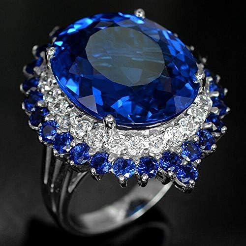 Aura Ékszer Divat Kék Zafír, A Nők Esküvői Eljegyzési Gyűrű 925 Ezüst Ékszerek Méret 6-10 (8)